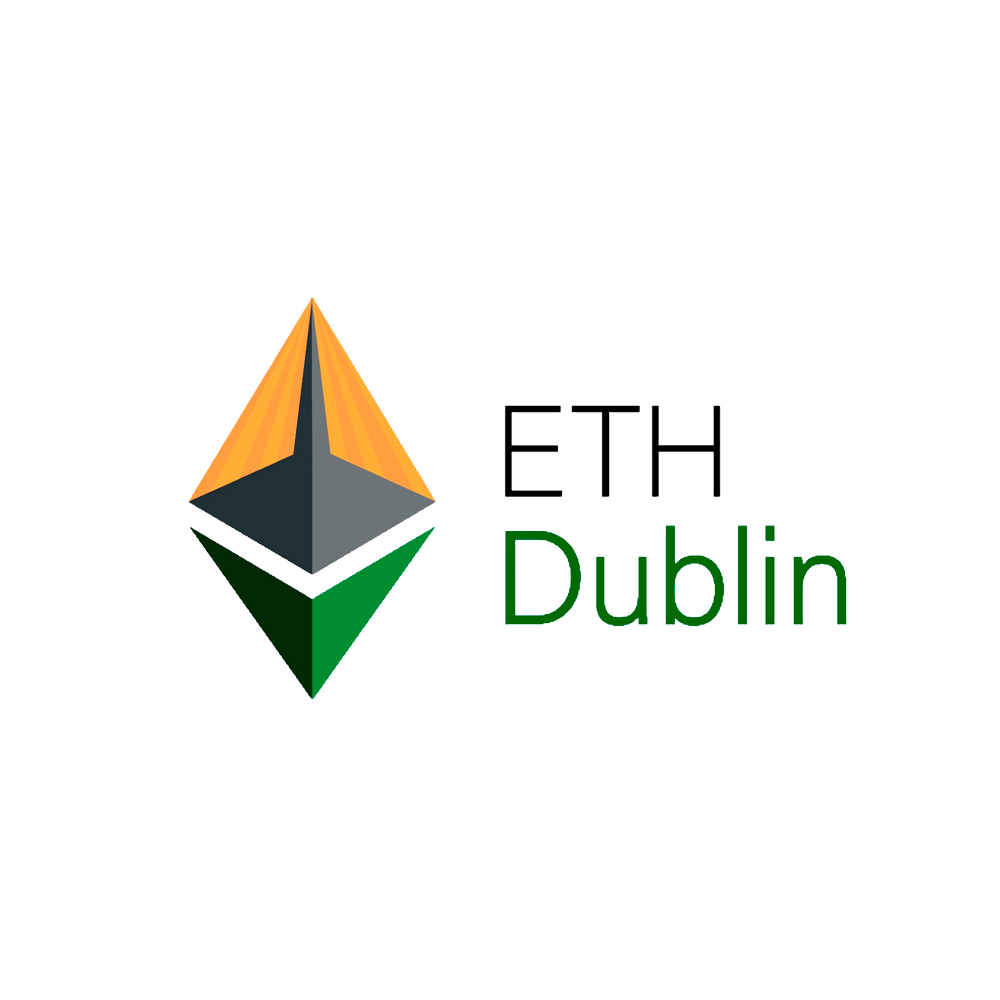 "ETH Dublin logo featuring a geometric orange and green symbol"